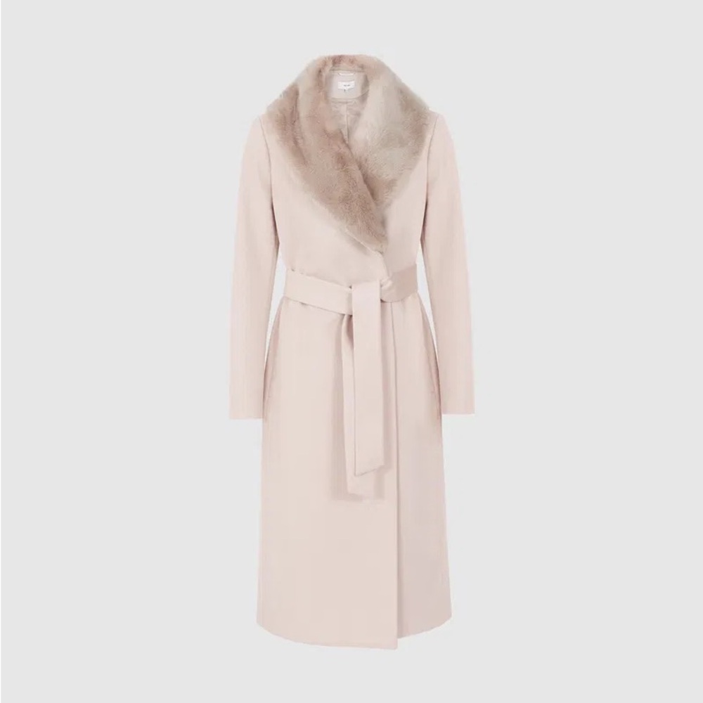 Reiss Dawson Faux Fur Shawl Collar Coat US0